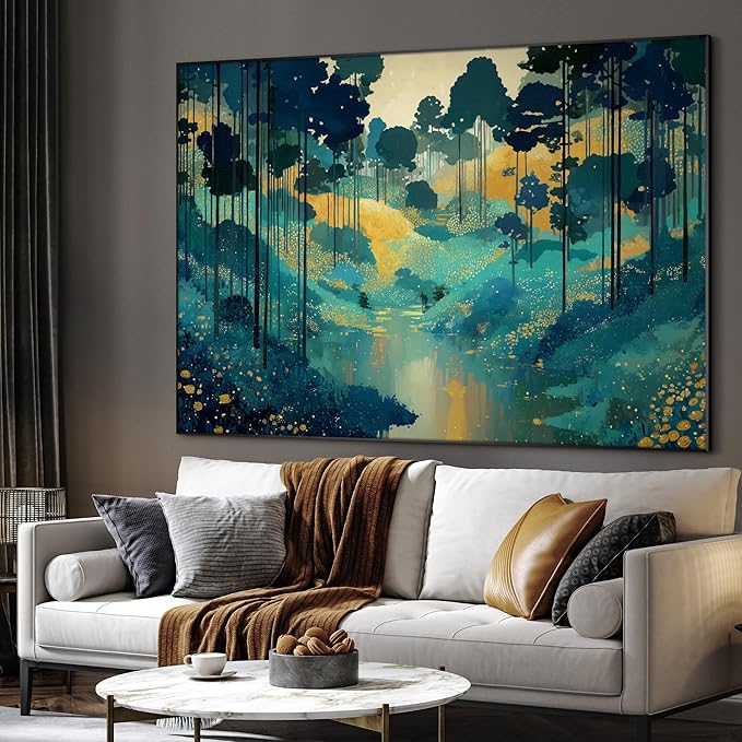 SIGNWIN 46"x60" Extra Large Framed Wall Art Whimsical Fantasy Forest, Vibrant Nature Landscape for Home Living Room Bedroom Decor (Frame Assembly Required)