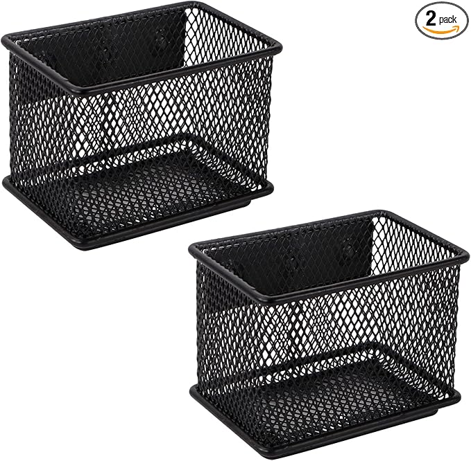Black Magnetic Basket Set of 2, Refrigerator Basket, Magnetic Baskets Heavy Duty, Magnetic Locker Organizer Holder for Whiteboard Office, 3.42'' × 2.36'' × 2.55''