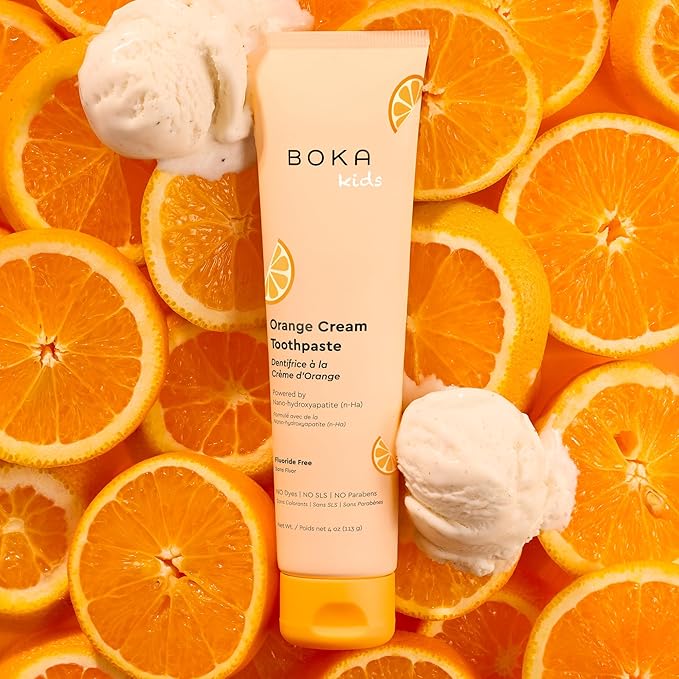 Boka Fluoride Free Toothpaste Nano Hydroxyapatite Toothpaste - Ela Mint, Orange Cream Flavor, 4 oz 2Pk US Manufactured