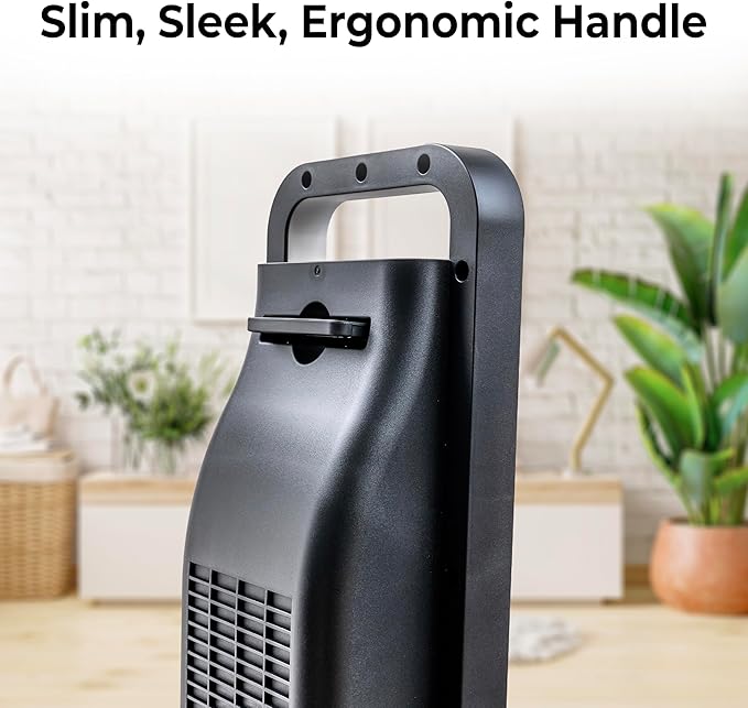 Comfort Zone Oscillating Digital Tower Heater with Remote Control for Indoor Use, Adjustable Thermostat, Timer, Overheat Protection, Tip-Over Switch, Ideal for Home, Bedroom, & Office, HT1206-GRY