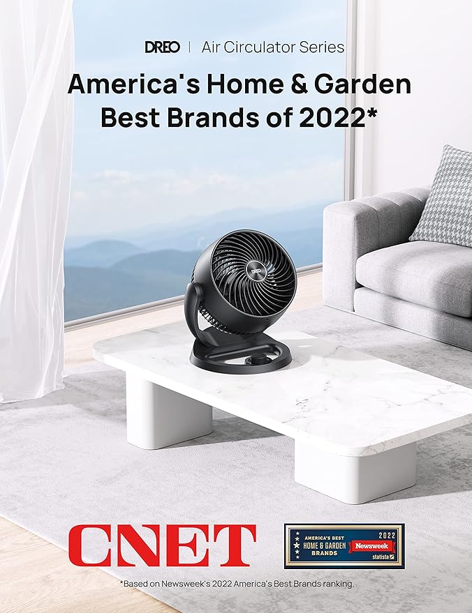 Dreo Smart Tower Fan WiFi Voice Control, Compatible with Alexa/Google & Fans for Home Bedroom, Table Air Circulator Fan for Whole Room, 12 Inch, Black