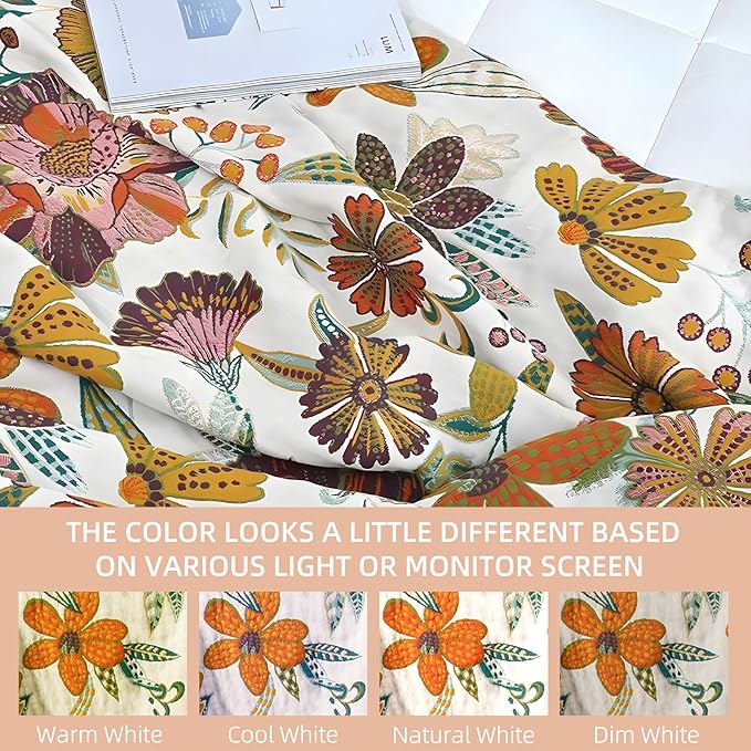 Boho Throw Blanket for Bed - 100% Pure Cotton Ultra Soft Rustic Quilt - Farmhouse Decor Bed Blankets, All Season Rustic Throw for Sofa Couch Chair(60"×80", Floral Blossom)