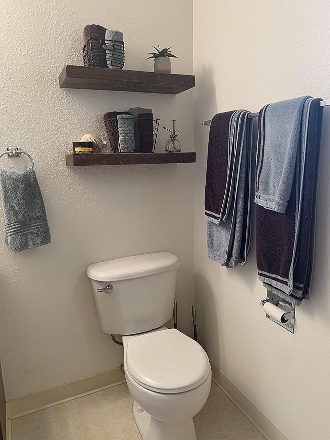 Joel's Antiques 18 Inch Wooden Floating Shelves for Wall - 18x8x2 in - Made of Natural Wood - Short Heavy Duty Rustic Wall Shelves for Bedroom - Perfect for Living Room, Kitchen - Mocha