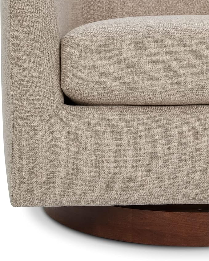 CHITA Swivel Accent Chair, FSC Certified Upholstered Fabric Barrel Chair for Living Room, Fully Assembled, Flax Beige