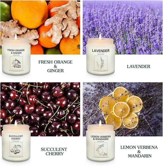 Natural Soy Wax Aromatherapy Candles - 4 Pack 7.1oz, Over 240 Hours Burn Time, Scented Candles Gifts for Women - Lavender