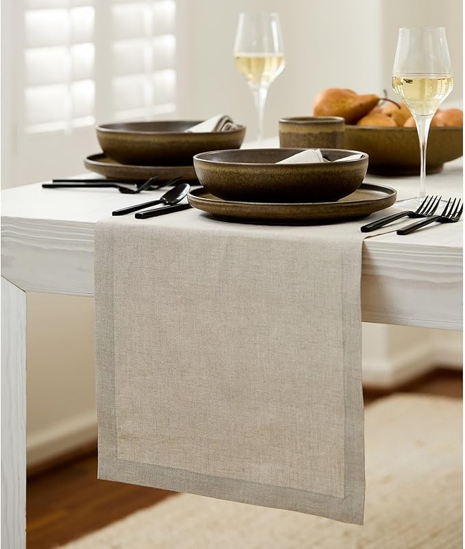 Solino Home Linen Natural Table Runner 72 Inches Long - 100% Pure Linen Dining Table Runner 14 x 72 Inch for Fall, Autumn, Thanksgiving - Fete