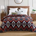 CASAAGUSTO Boho Sherpa Throw Blanket, Aztec King Size Blanket, Ultra Soft, Warm, Cozy, Plush, Thick Fleece Bohemian Throw Blanket for Couch, Bed, Sofa (Navy 108 * 90 Inch)