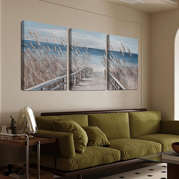 Canvas Wall Art Decor Large Wall Art Pictures for Living Room Beach Coastal Wall Art Decor Artwork for Walls Landscape Natural Wall Art Prints Art Work For Room Office Home Wall Decor 24" X 36" X 3pcs