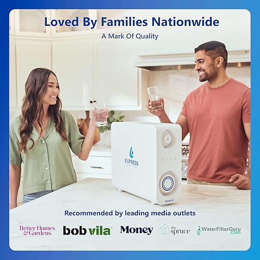 Express Water RO5DX Reverse Osmosis Filtration NSF Certified 5 Stage RO System with Faucet and Tank – Under Sink Water Plus 4 Filters – 50 GPD, 14 x 17 x 5, White