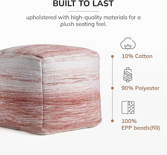 Anji Mountain 20"x20"x20" Handmade & Handcrafted Ottoman Pouf Comfortable Pouf Ottoman Foot Rest & Home Décor Accent for Living Room, Bedroom, Nursery, Kids Room, Patio