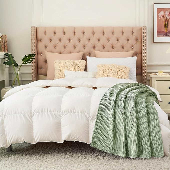 Chunky Cable Knit Throw Blanket Lightweight Light Green 100% Organic Cotton Blanket for Sofa Couch Bed Baby Nursery, Rustic Shabby Chic Modern Farmhouse, 51” x 63” Bonus Laundering Bag