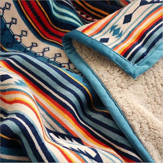 UKELER Bohemian Sherpa Bed Blanket King Size 90'' x 108'', Native American Cozy Warm Blanket for Bed/Couch/Sofa, Great Gift for Women's Day,Mother's Day,Father's Day,Thanksgiving,Christmas,Birthday