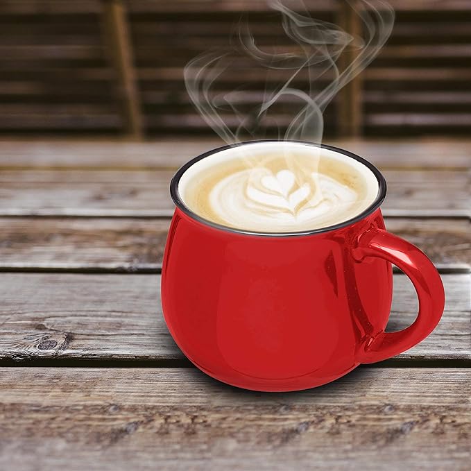 Custom Glazed Campfire Coffee Mugs 12 oz. Set of 10, Personalized Bulk Pack - Perfect for Coffee, Tea, Espresso, Hot Cocoa, Other Beverages - Red