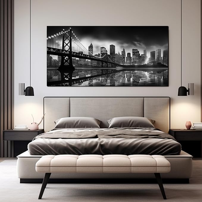 Brooklyn Bridge Wall Art Large City Wall Decor for Living Room Office Wall Decor 29 x 59 Inch