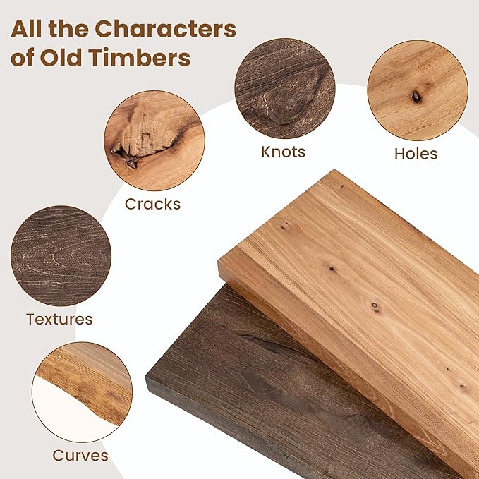 Floating Shelves for Wall Decor, Rustic Solid Elm Wood Live Edge Floating Shelves Wall Mounted, Wall Shelves with Invisible Bracket for Living Room Bathroom Bedroom Kitchen, 48 Inch, Natural