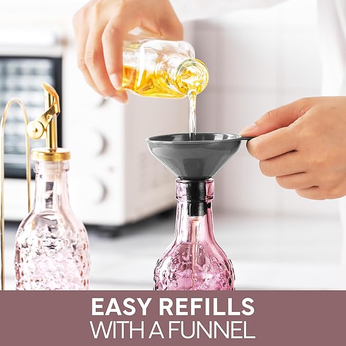 COOK WITH COLOR Glass Olive Oil Bottle Dispenser - 2 Pack- 17oz Oil and Vinegar Cruet - Olive Oil Carafe Decanter for Kitchen