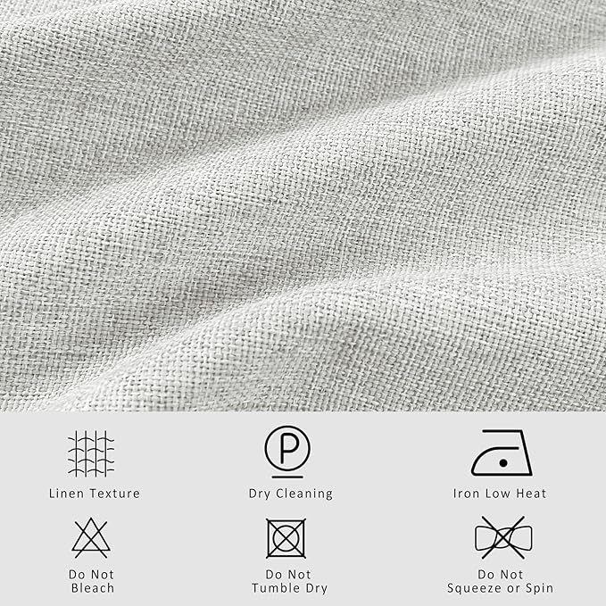 Macochico Pinch Pleated Blackout Curtains 102 Inches Long 100% Light Blocking Greyish White Linen Drapes for Bedroom Living Room Farmhouse Shabby Chic Burlap Curtains with Tieback 72”Wx102”L 1 Panel