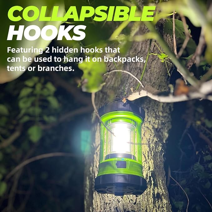 Rechargeable Camping Lantern, 3000LM 5 Light Modes Camping Light 4400 Capacity Phone Charger LED Impact-Resistant Flashlight Lantern Portable Waterproof Hurricane Lanterns for Emergency