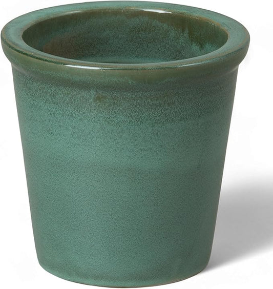 Emissary Round Stoneware Planter (Parent SKU 12012) (Green, 8" D x 7" H)