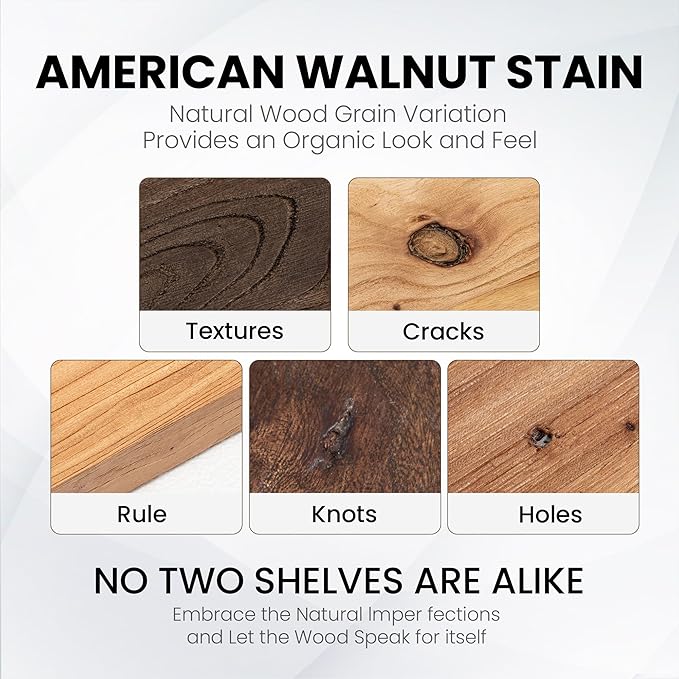 Floating Shelves for Wall, 42" Flat Edge Solid Elm Wood Floating Shelf, Wall-Mounted Display Shelves with Invisible Heavy-Duty Metal Bracket, Floating Shelf for Living Room Kitchen, Natural