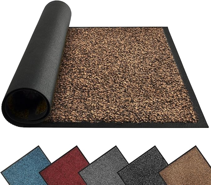 Mibao Front Door Mat, Dirt Trapper Welcome Mat for Outdoor Indoor, Non-Slip Waterproof Doormat, Durable Machine Washable Low Profile Entry Rug for Back Door Outside Patio Porch, 72" x 24", Brown