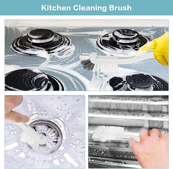 8 Pcs Dish Brush Bottle Bathroom Scrub Brushes Kitchen Cleaning Brush Right Angle Kitchen Brush Sink Household Pot Pan Edge Corners Tile Lines Brush with Stiff Bristles