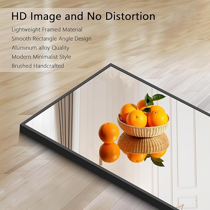 Black Bathroom Mirror for Wall, 60x36 Inch Rectangle Mirrors with Metal Frame, Large Modern Vanity Wall Mirror for Bathroom Living Room, Entryway Hangs Horizontal or Vertical