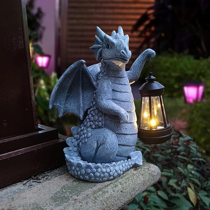 Dragon Solar Outdoor Garden Statue - Dragon Outdoor Figurie Lights - Yard Decorative Outdoor Statue Suitable for Patio, Balcony, Patio Decoration - Specially Customized Gift for Mom