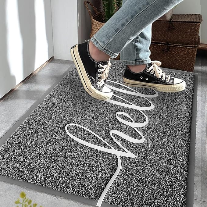 Door Mat (36"x24",Grey), Durable Welcome Mat Low Profile Floor Mat Front Doormat Non Slip Mats Entrance Rectangular Easy to Clean Doormat, for Entryway, Patio, High Traffic Areas