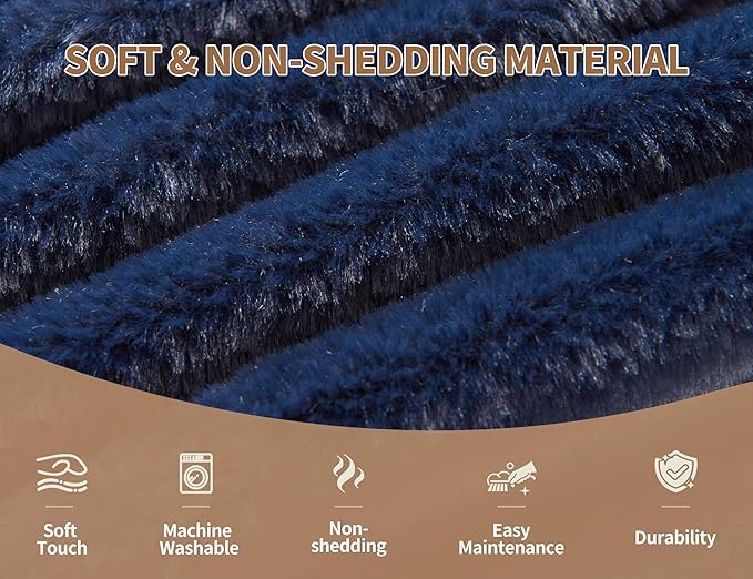 Boho Ottoman Living Room Furniture 26"x18" Round Ottomans Pouf Couch Foot Rest Navy Pouf Ottoman Foot Rest with Foam Chunk Filling Pouffe Ottomans Stuffed Foot Rests Poufs for Couch