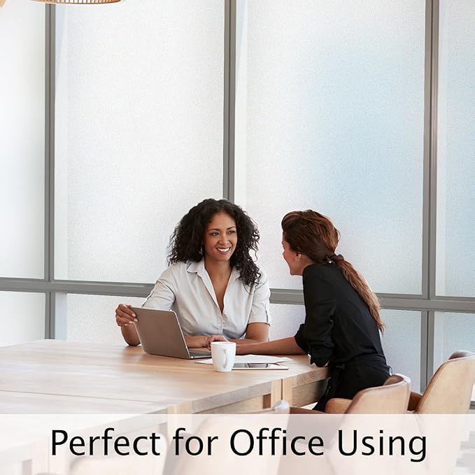 HIDBEA Frosted Window Privacy Film Heat Control UV Blocking, Static Cling Non-Adhesive Reusable Door coverings for Bathroom Home Office (Frosted 35.4 Inch x 32.8 Feet)