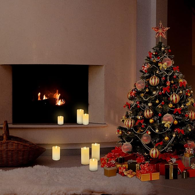 Aignis Indoor Flameless LED Candles Battery Operated with Remote Timer and Wax-Like Shell for Home/Wedding/Holiday Decor, Set of 3(D 2.95" x H 4"/5"/6")