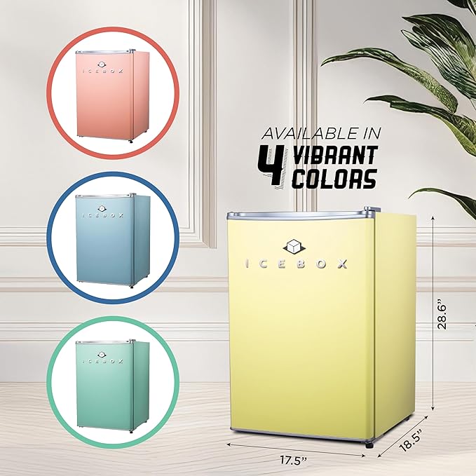 2.5 Cu. Ft. Compact Refrigerator, ENERGY STAR Certified Small Refrigerator, Single Door Mini Fridge with Freezer, R600a Refrigerant, IBCR25SUN , Sun Yellow