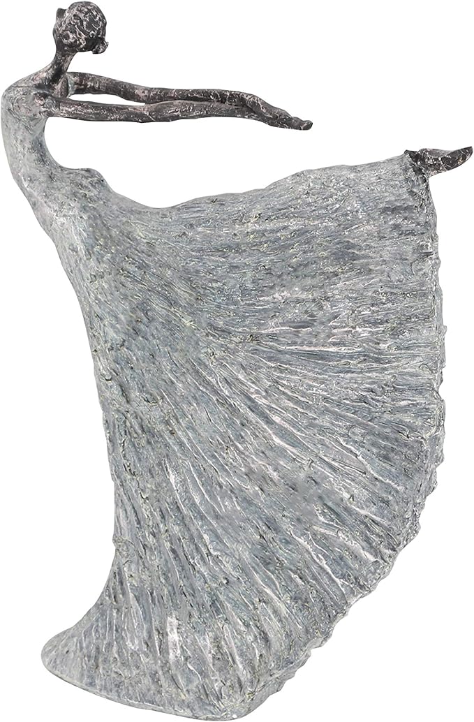 Deco 79 Polystone Dancer Decorative Sculpture Home Decor Statue, Accent Figurine 12" x 3" x 16", Gray