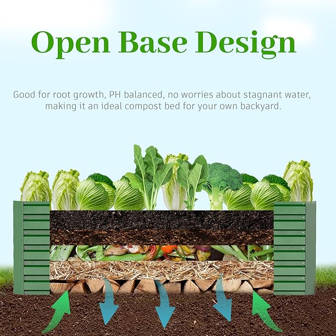 8x4x2 ft Raised Garden Bed, Large Metal Planter Raised Beds, Planters for Outdoor Plants for Vegetables, Flowers, Herbs, Fruits, and Succulents.