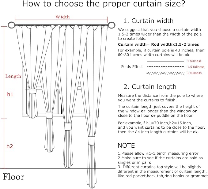 Vision Home Pinch Pleated Full Blackout Curtains Linen Blended Room Darkening Window Curtains 84 inch for Living Room Bedroom Thermal Insulated Pinch Pleat Drapes with Hooks 2 Panel 40"Wx84"L,Blue Fog