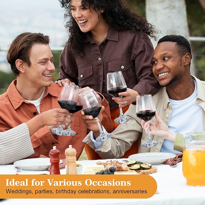 Clear Wine Glasses Set of 6-14oz Long Stem Wine Glass, Pretty Crystal Glassware, Hand Blown Goblets Drinkware, Unique Stemware Wine Glass Holiday Gift Set