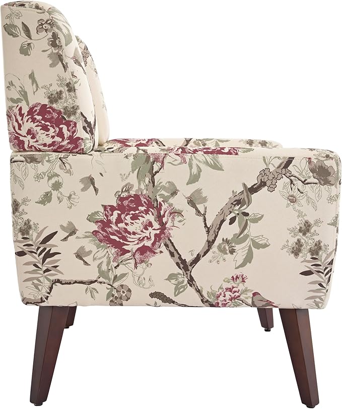 UIXE Floral Accent Chair, Modern Upholstered Armchair in Fabric for Living Room, Comfy Club Arm Chairs Single Sofa Button Tufted Bedroom Reading Seat - Pattern Floral, Set of 2