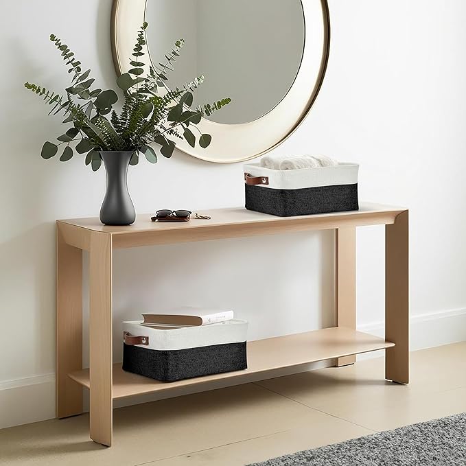 DECOMOMO Small Storage Basket, Closet Storage Bins, Baskets for Organizing Shelves (Black & White, Small - 6 Pack)