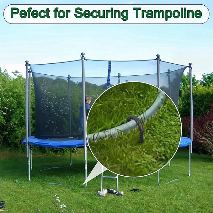 24 Inch Rebar Ground Stakes 3/8 Inch Tent Stakes Heavy Duty 12 Pack Steel Ground Anchors Chain Link Fence Stakes Trampoline Stakes with Chisel Point end for Swing Set and Camping Tent, Black