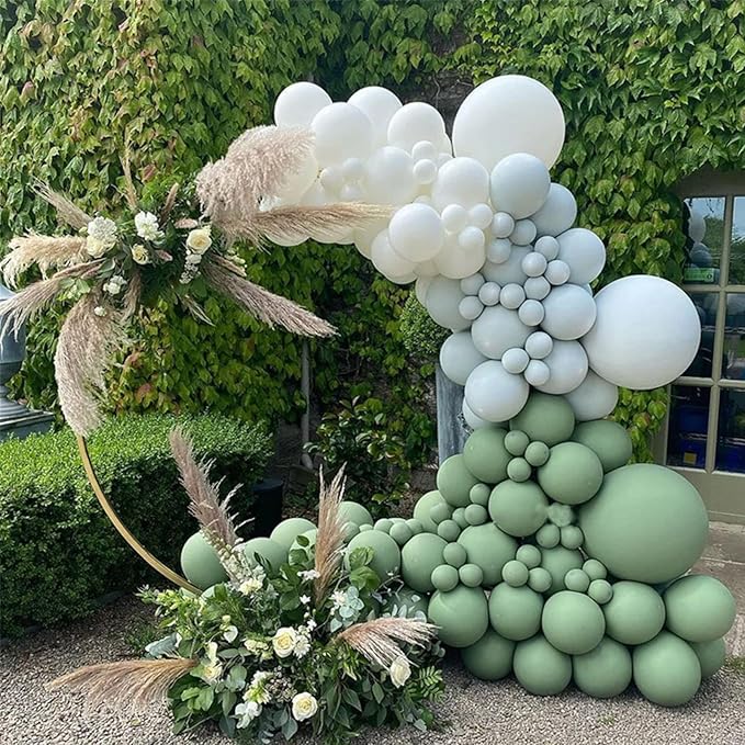 130pcs Sage Green Balloons Different Sizes 18" 12" 10" 5" Olive Green Balloons for Birthday Graduation Baby Shower Wedding Anniversary New Year Party Decorations