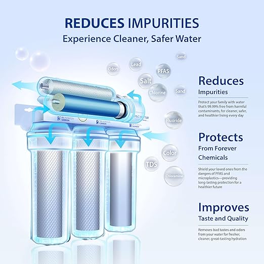 APEC Water Systems ROES-50 Essence Series Top Tier 5-Stage WQA Certified Ultra Safe Reverse Osmosis Drinking Water Filter System with Extra High Capacity Pre-Filter Set Stage 1-3