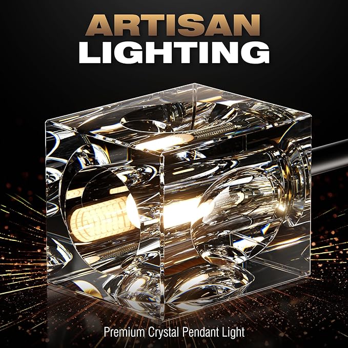 Dining Room Light Fixture,Modern Crystal Chandeleirs Semi Flush Mount Ceiling Light Fixture,Black Metal Crystal Pendant Light for Kitchen Island Farmhouse Dining Room,Living Room (10-Lights)