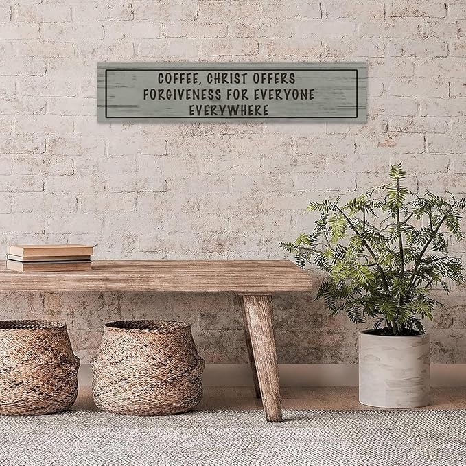 Generic Wood Sign Coffee Offers Forgiveness for Everyone Everywhere Rustic Wooden Hanging Sign Home Farmhouse Kitchen Wall Decor 16 x 4 Inch