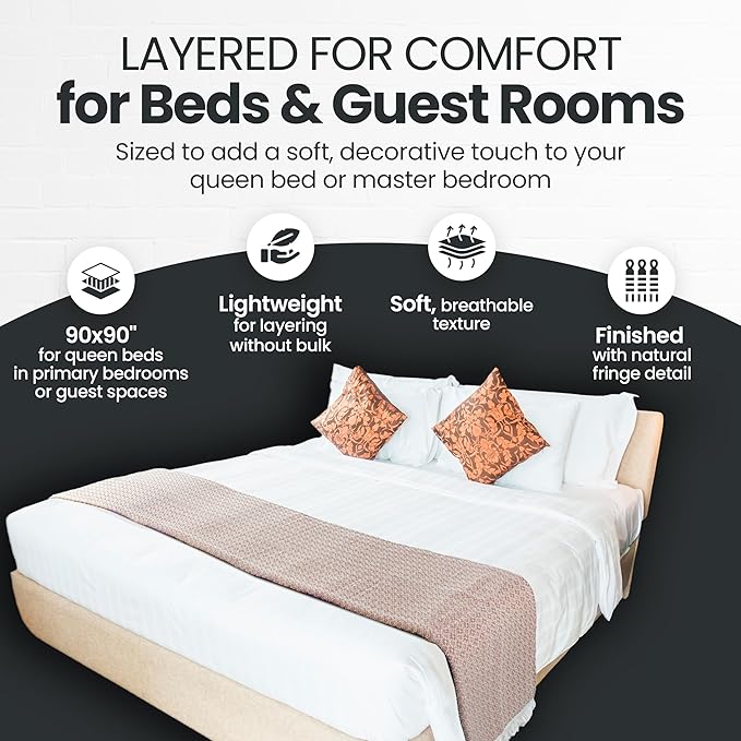 Gold Case Throw Blanket for Bed – 100% Recycled Turkish Cotton Bed Blanket – Decorative Throw Cotton Blankets for Living Room & Bedroom – Retro Black Woven Queen Blankets – 90x90