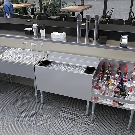 AmGood 18.5 in. x 36 in. Underbar Ice Bin with Sliding Lid | NSF | Stainless Steel Ice Chest with Sliding Lid