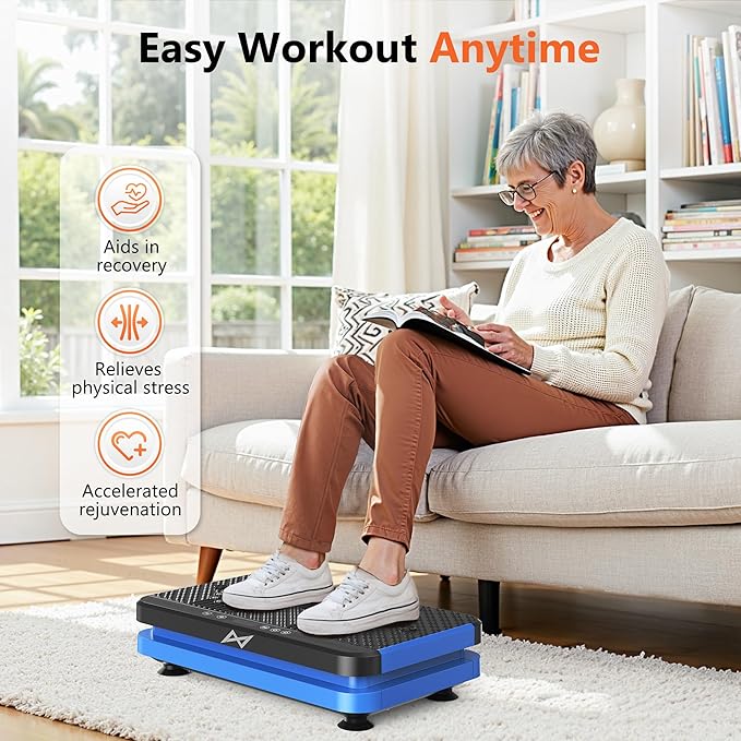 AXV Vibration Plate Fitness Platform Exercise Machine Vibrating Lymphatic Drainage Shaking Full Body Shaker Workout Vibrate Stand Shake Board Sport Gym for Weight Loss Fat Burner for Women Men