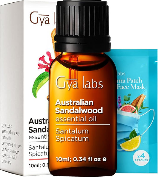 Gya Labs Australian Sandalwood Essential Oil for Skin & Hair - 0.34 Fl Oz - 100% Pure Natural Australian Sandalwood Oil for Diffuser, Aromatherapy Use & Candle Making Scent
