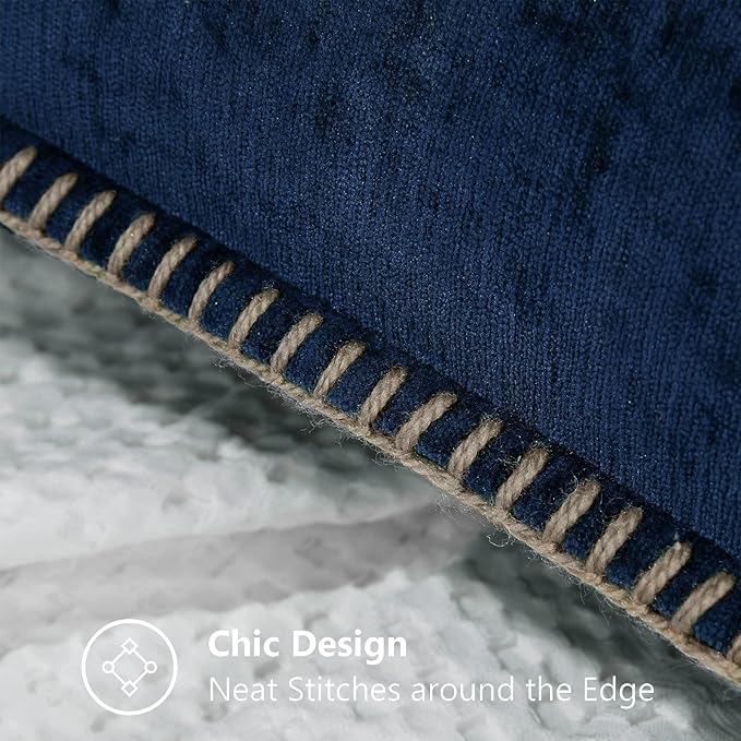 decorUhome Chenille Soft Throw Pillow Covers 24x24 Set of 2, Farmhouse Velvet Neutral Decorative Euro Pillow Covers with Stitched Edge for Couch Sofa Bed Home Decor, Poseidon