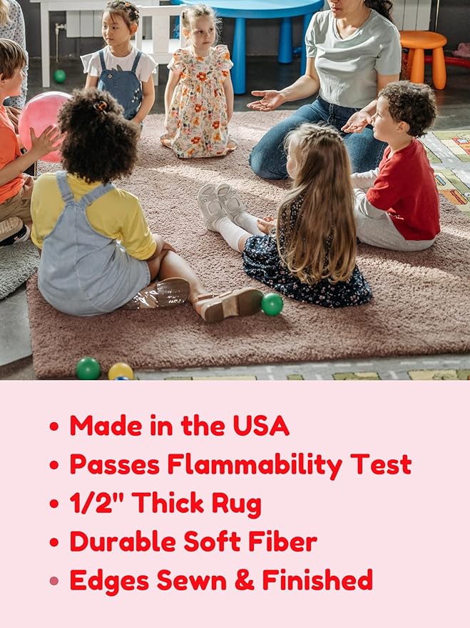 KOECKRITZ Soft and Colorful Kids Classroom Area Rugs (Passes Flammability Pill Test) Many Sizes and Bright Colors to Select from (8' x 12', Royal)